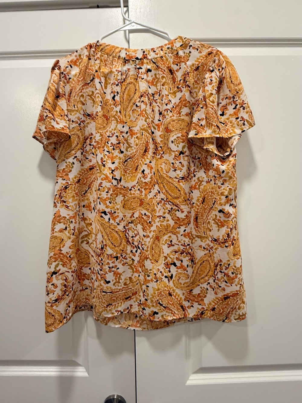 🔥$10 FINAL PRICE🔥 Kasper Paisley Print Flutter Sleeve Blouse Split V-Neck❤️ - Picture 7 of 7